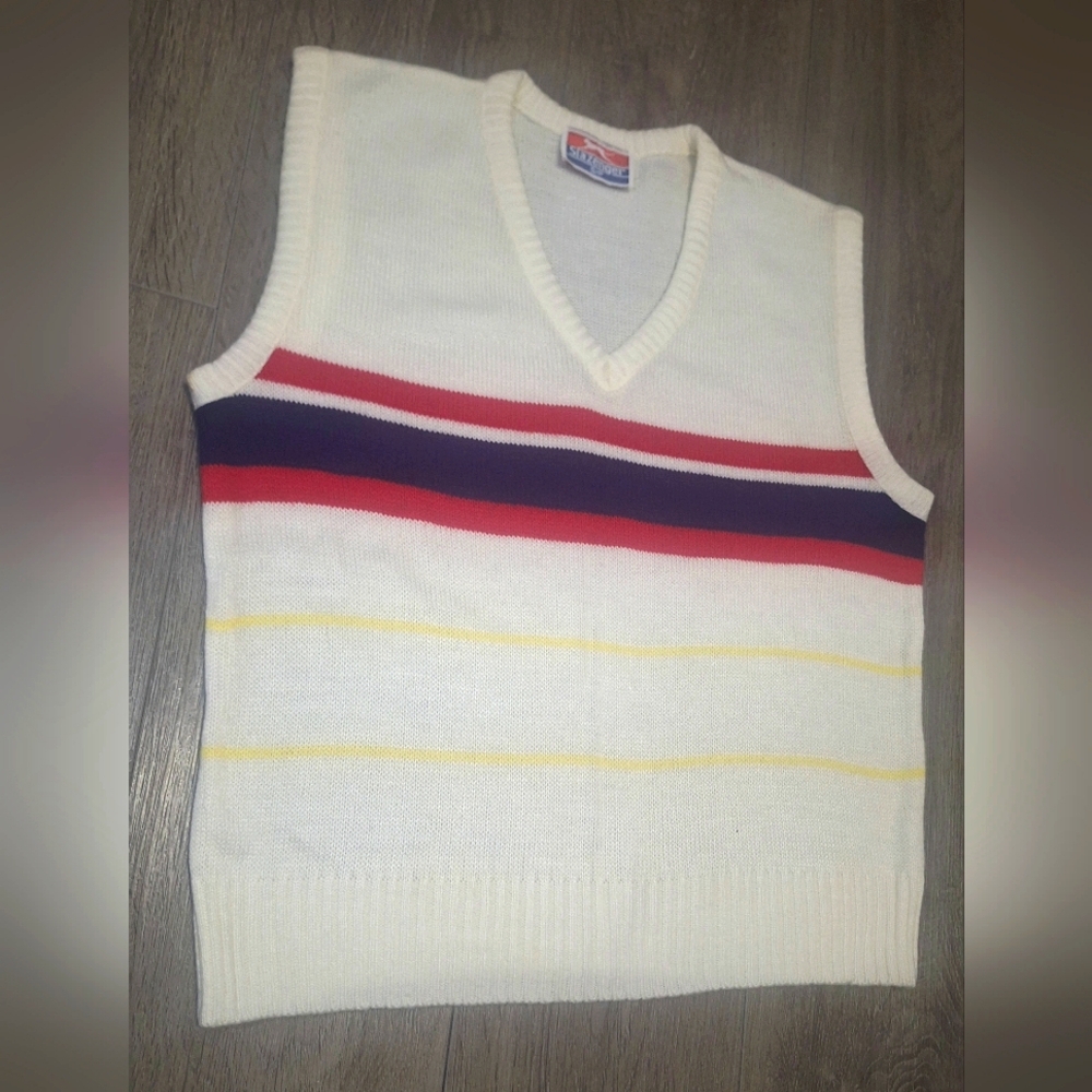 Vintage Slazenger Sweater Vest Pullover Vneck Unisex Mens Size Small Acrylic